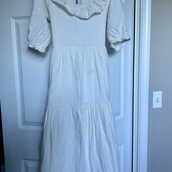 Little Cottonwood Linen Dress White Ruffle midi, Cottagecore, Prairie, size Med - Picture 1 of 8